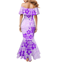 Fiji Masi With Hibiscus Tapa Tribal Mermaid Dress Purple Pastel LT01 - Polynesian Pride