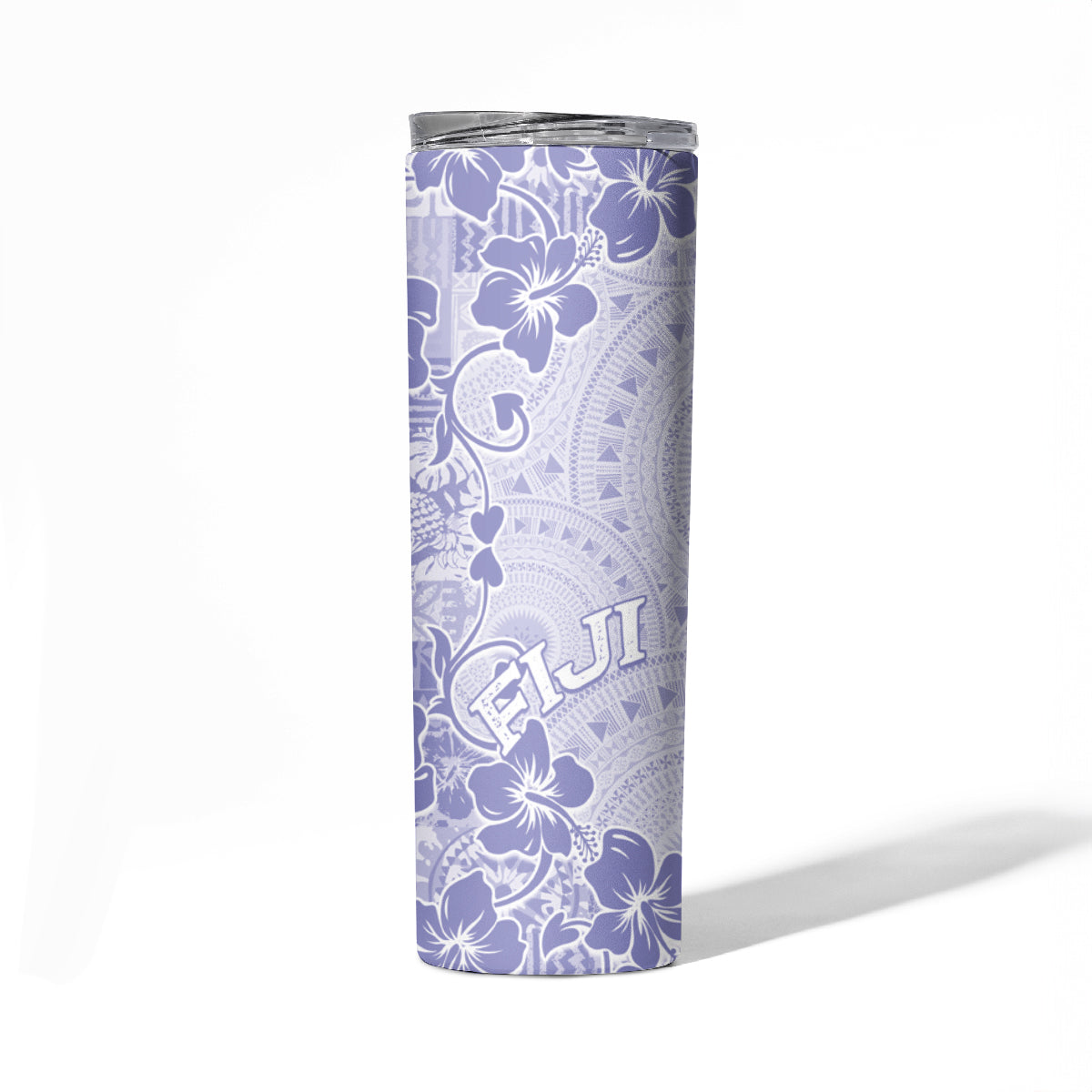 Fiji Masi With Hibiscus Tapa Tribal Skinny Tumbler Purple Pastel LT01 - Polynesian Pride
