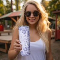 Fiji Masi With Hibiscus Tapa Tribal Skinny Tumbler Purple Pastel LT01 - Polynesian Pride