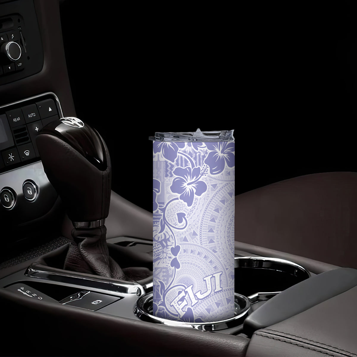 Fiji Masi With Hibiscus Tapa Tribal Skinny Tumbler Purple Pastel LT01 - Polynesian Pride