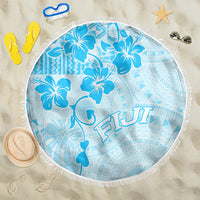Fiji Masi With Hibiscus Tapa Tribal Beach Blanket Sky Blue Pastel LT01 One Size 150cm Blue - Polynesian Pride
