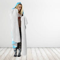 Fiji Masi With Hibiscus Tapa Tribal Hooded Blanket Sky Blue Pastel LT01 - Polynesian Pride