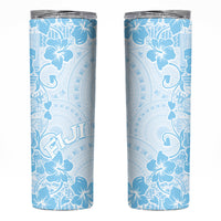Fiji Masi With Hibiscus Tapa Tribal Skinny Tumbler Sky Blue Pastel LT01 Blue - Polynesian Pride