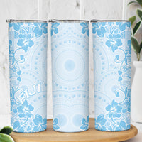 Fiji Masi With Hibiscus Tapa Tribal Skinny Tumbler Sky Blue Pastel LT01 - Polynesian Pride
