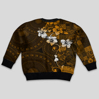 Fiji Masi With Hibiscus Tapa Tribal Kid Ugly Christmas Sweater Gold Version LT01 - Polynesian Pride