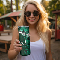 Fiji Masi Skinny Tumbler Fijian Hibiscus Tapa Green Version LT01 - Polynesian Pride