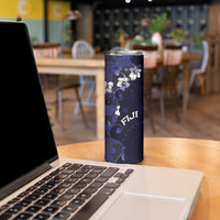 Fiji Masi Skinny Tumbler Fijian Hibiscus Tapa Navy Blue Version LT01 - Polynesian Pride