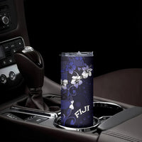 Fiji Masi Skinny Tumbler Fijian Hibiscus Tapa Navy Blue Version LT01 - Polynesian Pride