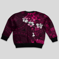 Fiji Masi Kid Ugly Christmas Sweater Fijian Hibiscus Tapa Pink Version LT01 - Polynesian Pride