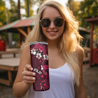 Fiji Masi Skinny Tumbler Fijian Hibiscus Tapa Pink Version LT01 - Polynesian Pride