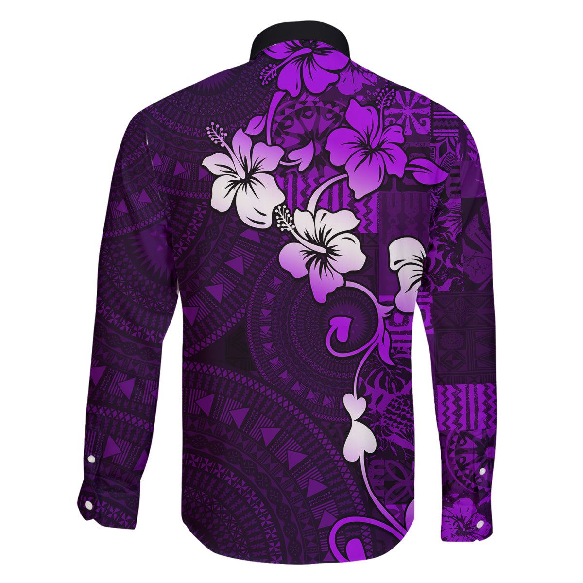 Fiji Masi Family Matching Puletasi Dress and Hawaiian Shirt Fijian Hibiscus Tapa Purple Version LT01 - Polynesian Pride