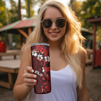 Fiji Masi Skinny Tumbler Fijian Hibiscus Tapa Red Version LT01 - Polynesian Pride