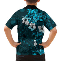 Fiji Masi Family Matching Tank Maxi Dress and Hawaiian Shirt Fijian Hibiscus Tapa Sky Blue Version LT01 - Polynesian Pride