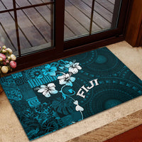Fiji Masi Rubber Doormat Fijian Hibiscus Tapa Sky Blue Version LT01 - Polynesian Pride