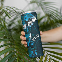 Fiji Masi Skinny Tumbler Fijian Hibiscus Tapa Sky Blue Version LT01 - Polynesian Pride