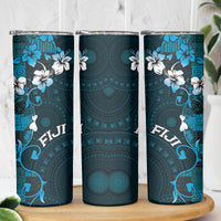 Fiji Masi Skinny Tumbler Fijian Hibiscus Tapa Sky Blue Version LT01 - Polynesian Pride