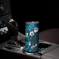 Fiji Masi Skinny Tumbler Fijian Hibiscus Tapa Sky Blue Version LT01 - Polynesian Pride