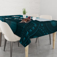 Fiji Masi Tablecloth Fijian Hibiscus Tapa Sky Blue Version LT01 - Polynesian Pride