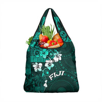 Fiji Masi Grocery Bag Fijian Hibiscus Tapa Turquoise Version LT01 1-pack One Size Turquoise - Polynesian Pride