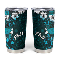 Fiji Masi Tumbler Cup Fijian Hibiscus Tapa Turquoise Version