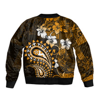 Fiji Masi Paisley With Hibiscus Tapa Bomber Jacket Gold Version LT01 - Polynesian Pride