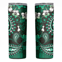 Fiji Masi Paisley With Hibiscus Tapa Skinny Tumbler Green Version