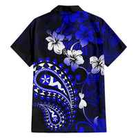 Fiji Masi Paisley With Hibiscus Tapa Family Matching Summer Maxi Dress and Hawaiian Shirt Navy Blue Version LT01 - Polynesian Pride