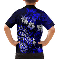 Fiji Masi Paisley With Hibiscus Tapa Kid Hawaiian Shirt Navy Blue Version LT01 - Polynesian Pride