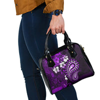 Fiji Masi Paisley Shoulder Handbag Fijian Hibiscus Tapa Purple Version LT01 - Polynesian Pride