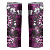 Fiji Masi Paisley Skinny Tumbler Fijian Hibiscus Tapa Purple Version LT01 Purple - Polynesian Pride