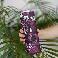 Fiji Masi Paisley Skinny Tumbler Fijian Hibiscus Tapa Purple Version LT01 - Polynesian Pride
