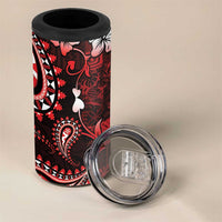 Fiji Masi Paisley 4 in 1 Can Cooler Tumbler Fijian Hibiscus Tapa Red Version LT01 - Polynesian Pride