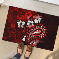 Fiji Masi Paisley Rubber Doormat Fijian Hibiscus Tapa Red Version LT01 - Polynesian Pride