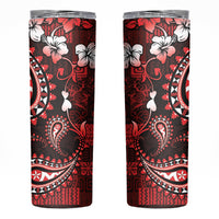 Fiji Masi Paisley Skinny Tumbler Fijian Hibiscus Tapa Red Version LT01 Red - Polynesian Pride