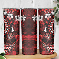 Fiji Masi Paisley Skinny Tumbler Fijian Hibiscus Tapa Red Version LT01 - Polynesian Pride