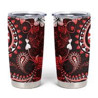 Fiji Masi Paisley Tumbler Cup Fijian Hibiscus Tapa Red Version