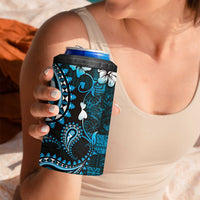 Fiji Masi Paisley 4 in 1 Can Cooler Tumbler Fijian Hibiscus Tapa Sky Blue Version LT01 - Polynesian Pride