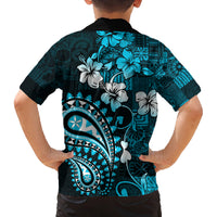 Fiji Masi Paisley Family Matching Off Shoulder Maxi Dress and Hawaiian Shirt Fijian Hibiscus Tapa Sky Blue Version LT01 - Polynesian Pride