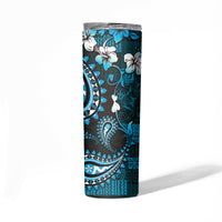 Fiji Masi Paisley Skinny Tumbler Fijian Hibiscus Tapa Sky Blue Version LT01 - Polynesian Pride