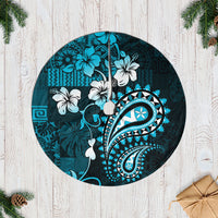 Fiji Masi Paisley Tree Skirt Fijian Hibiscus Tapa Sky Blue Version LT01 Casual Tree Skirts Blue - Polynesian Pride