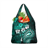 Fiji Masi Paisley Grocery Bag Fijian Hibiscus Tapa Turquoise Version LT01 1-pack One Size Turquoise - Polynesian Pride