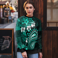 Fiji Masi Paisley Ugly Christmas Sweater Fijian Hibiscus Tapa Turquoise Version LT01 - Polynesian Pride
