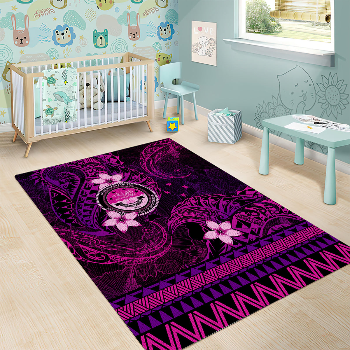 FSM Culture Day Area Rug Tribal Pattern Pink Version LT01 - Polynesian Pride