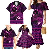 FSM Chuuk State Family Matching Mermaid Dress and Hawaiian Shirt Tribal Pattern Pink Version LT01 - Polynesian Pride