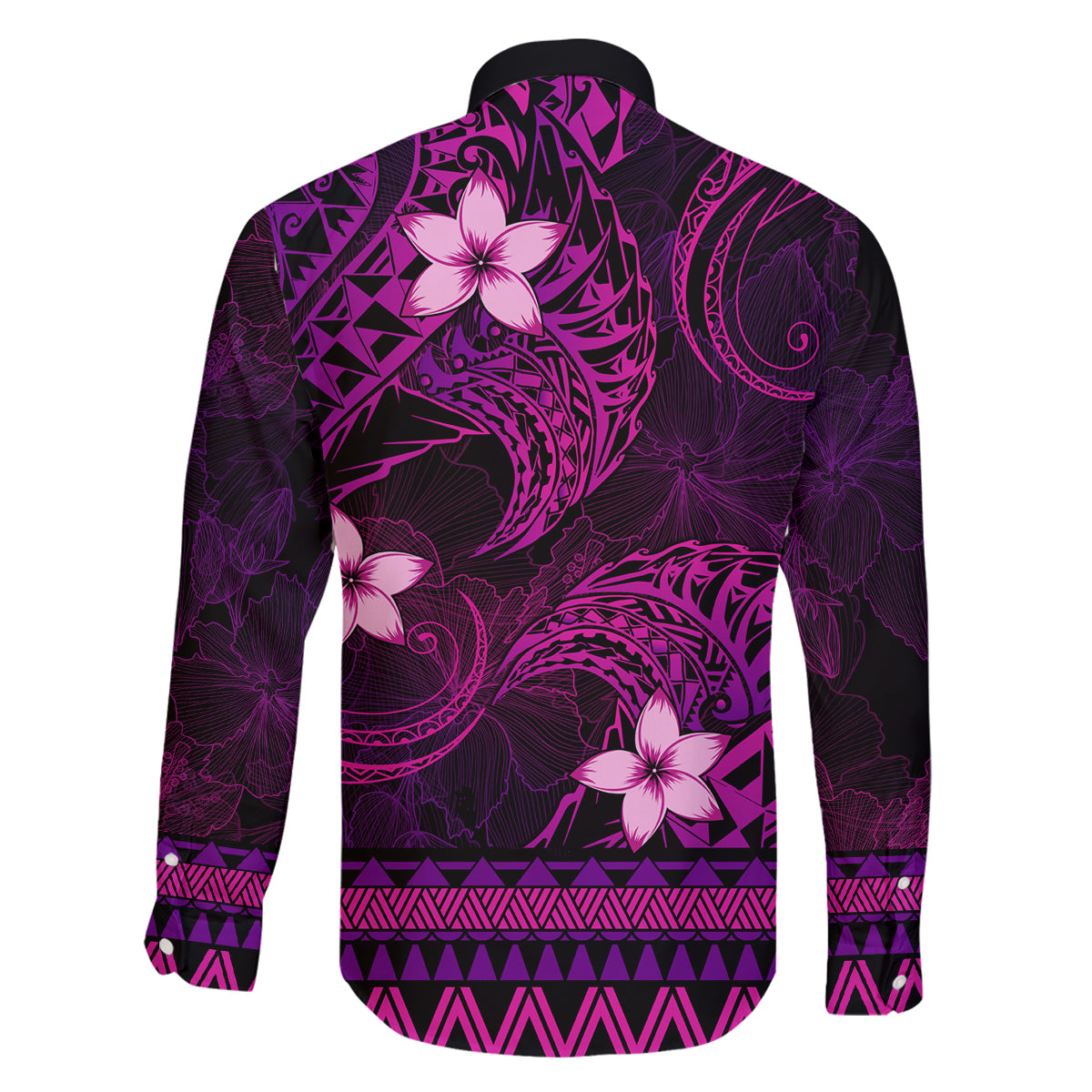 FSM Chuuk State Family Matching Off Shoulder Maxi Dress and Hawaiian Shirt Tribal Pattern Pink Version LT01 - Polynesian Pride