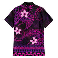FSM Chuuk State Family Matching Off Shoulder Short Dress and Hawaiian Shirt Tribal Pattern Pink Version LT01 - Polynesian Pride