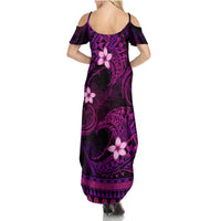 FSM Chuuk State Summer Maxi Dress Tribal Pattern Pink Version LT01 - Polynesian Pride