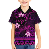 FSM Kosrae State Family Matching Puletasi and Hawaiian Shirt Tribal Pattern Pink Version LT01 Son's Shirt Pink - Polynesian Pride