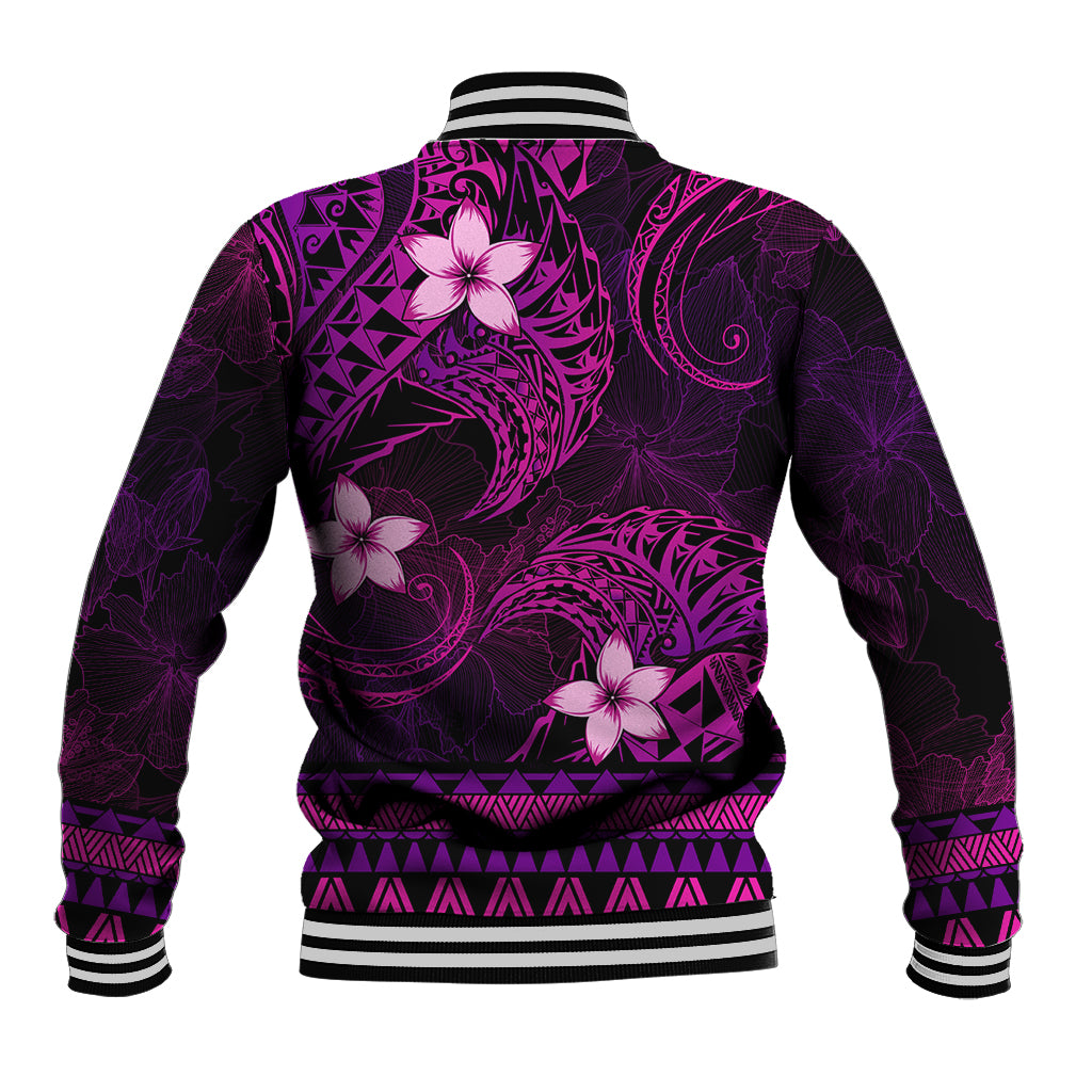 FSM Pohnpei State Baseball Jacket Tribal Pattern Pink Version LT01 - Polynesian Pride