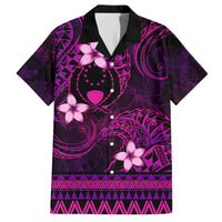 FSM Pohnpei State Family Matching Off Shoulder Long Sleeve Dress and Hawaiian Shirt Tribal Pattern Pink Version LT01 Dad's Shirt - Short Sleeve Pink - Polynesian Pride